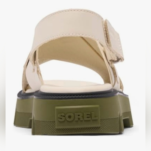 Sorel Full Grain Leather Crisscross Sandal Chalk Utility Green Size 7 - Picture 3 of 11